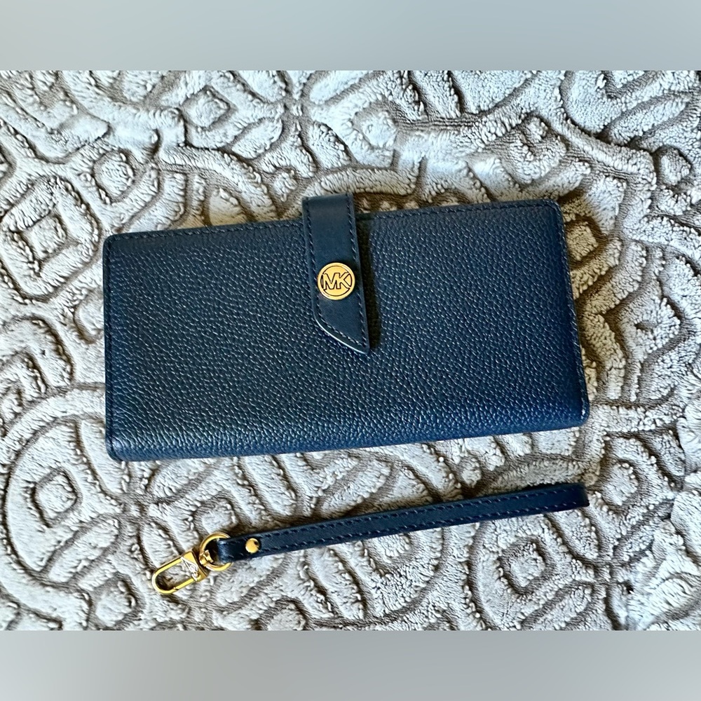 Michael Kors Blue Pebble Leather Wallet